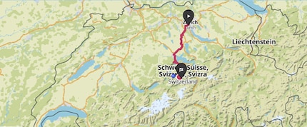 Über 100 km und 2000 Höhenmeter haben Manuel und Marius auf ihrer ersten Etappe von Zürich nach Engelberg in gut 6 Stunden effektiver Fahrzeit zurückgelegt.