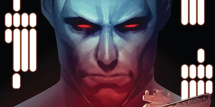 Thrawn ist ein Chiss: Blauhäutig und mit roten, furchterregenden Augen.