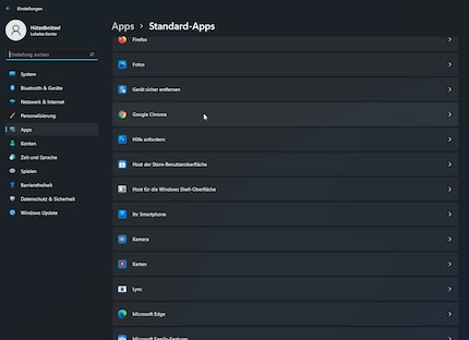 Das Einstellungsmenü der Standard-Apps besteht bei Windows 11 aus einer Ansicht mit sämtlichen Apps anstelle der gewohnten Bereiche.