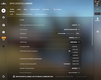 1280 x 960 Pixel stehen standardmässig nicht zur Auswahl.
