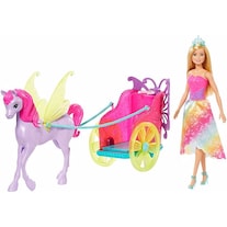 Barbie Dreamtopia Prinzessin Puppe, Pegasus und Kutsche
