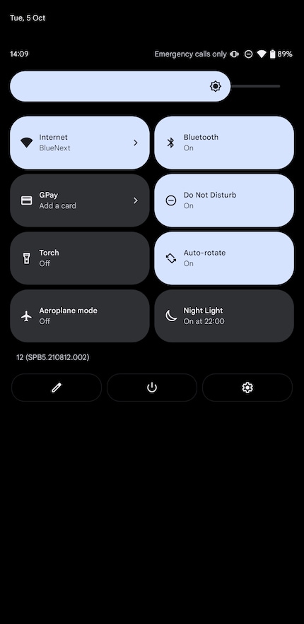 The new Quick Settings.