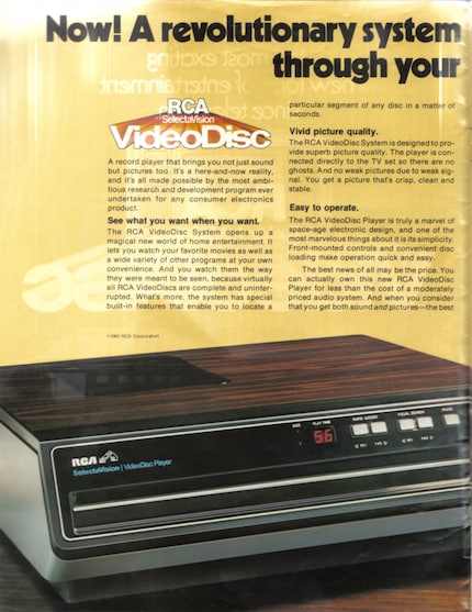 The best news of all may be the price. This is how RCA advertised its first CED player in 1981. Source: Flickr/Lil_Zebra