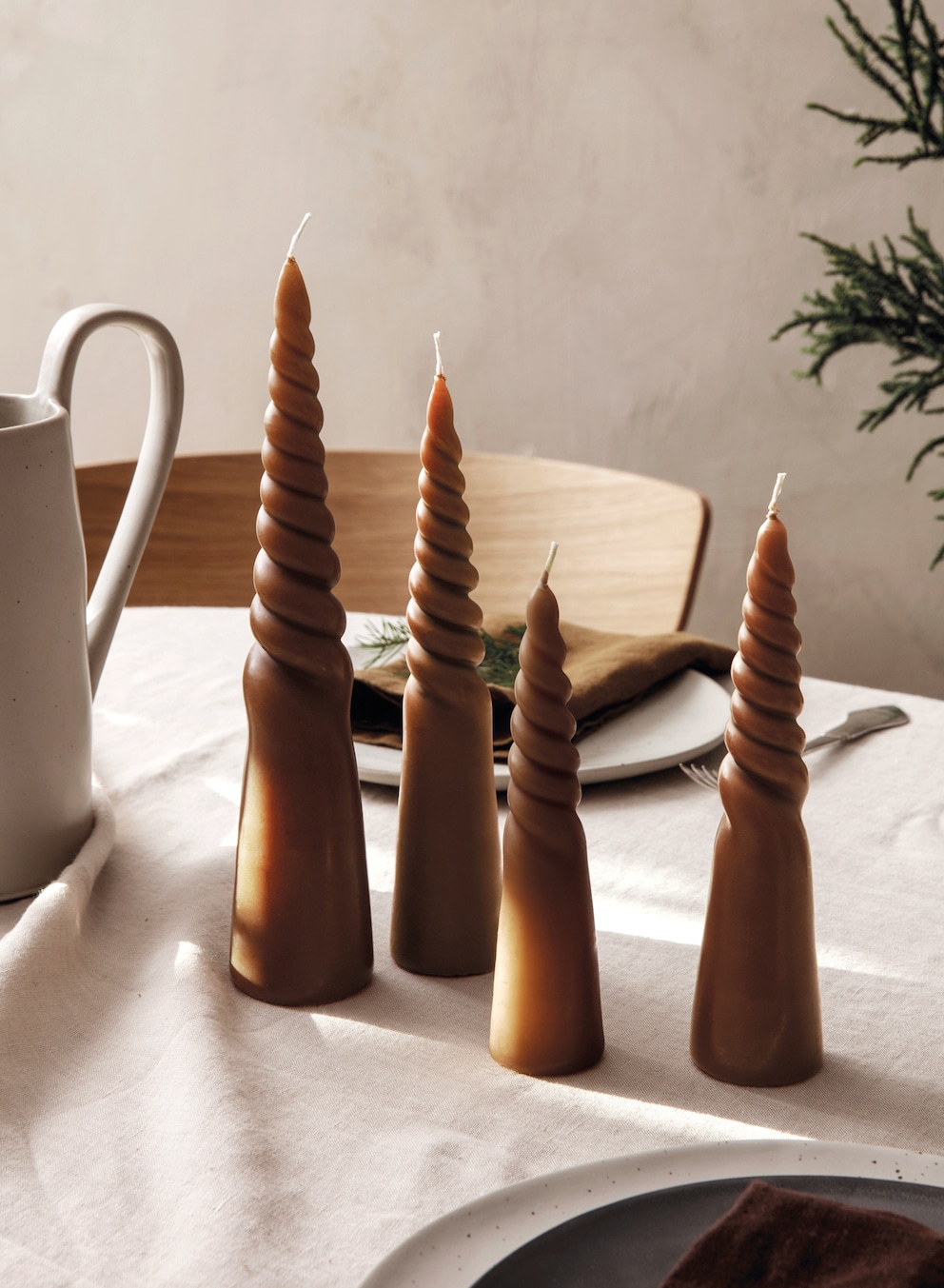 Twist candles transform simple arrangements into something quite special. Image: Ferm Living