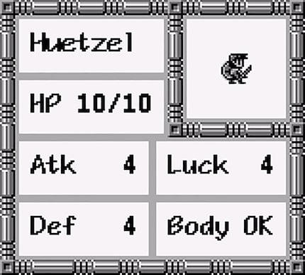 Vier Attribute, die sich im Spielverlauf nur um wenige Punkte erhöhen.