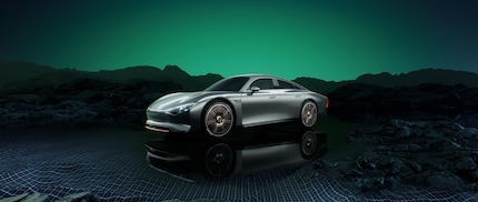 A survey of the Mercedes EQXX shows how the silhouette of the car was extended to reduce air resistance.