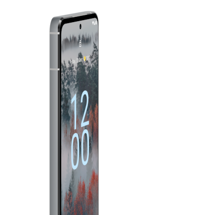 Die Vorderseite des Nokia X30 im Profil.