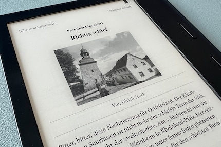 So sieht ein Foto aus der «Zeit» aus, wenn ich die Wochenzeitung auf dem Tolino Vision 6 lese.