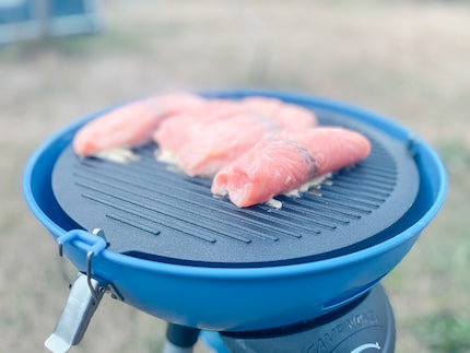 Auf der Grillplatte wird der Fisch gleichmässig und sauber gebraten.