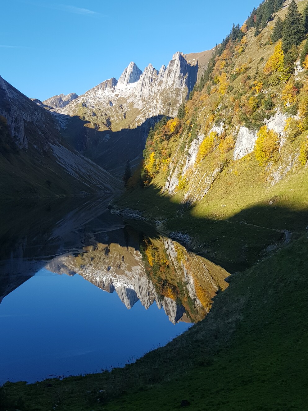 Am Morgen des dritten Tages liefert uns der Fählensee dieses Postkarten-Sujet.