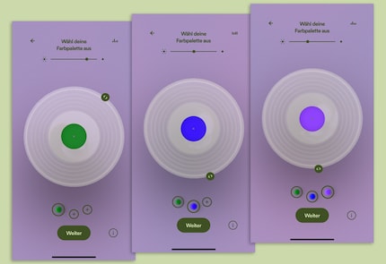 I set three tones on the colour wheel turntable.