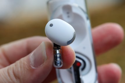 The Nothing Ear (Stick), also features transparent elements.