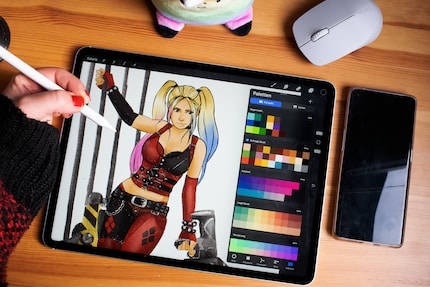 Mit Procreate kann ich meine Lieblingsfigur Harley Quinn zum Leben erwecken. Wenn es sein muss auf 211 Ebenen.