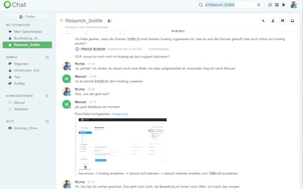 Gut gelöst: Synology Chat ist übersichtlich gestaltet.