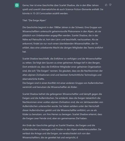 Die generierte Story ist eine solide Grundlage für mein Comic.
