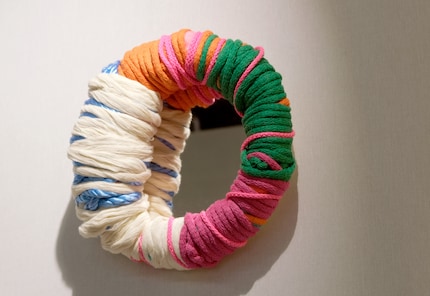 Also a sculpture: Mariadela Araujo's mirror is made from tulle, Spanish textile cables, recycled cotton and recycled polyester.