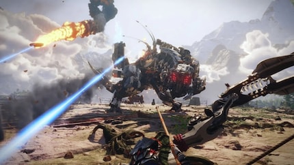 The nasty «Thunderjaw» looks even more monstrous and dangerous in VR.