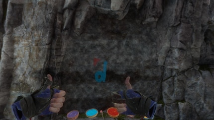 I drew this Digitec logo in «Horizon: Call of the Mountain» with my virtual fingers. I give it a «thumbs up».