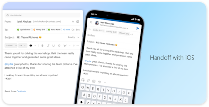 Dank dem sogenannten Handoff-Feature kannst nahtlos zwischen Outlook für iOS und MacOS wechseln.