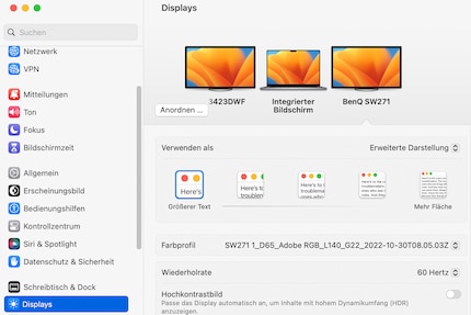 Bei meinem 4K-Monitor kann ich die Inhalte auf Mac ähnlich wie auf Windows skalieren.