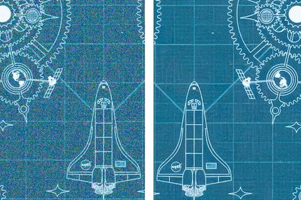 Left: original file, without noise filters. Right: denoise at 60.