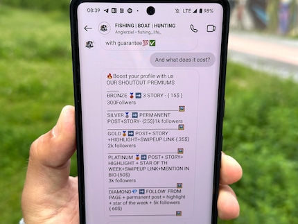 Ab 15 Dollar geht's los, für 60 Dollar werden gleich 5000 Follower garantiert.
