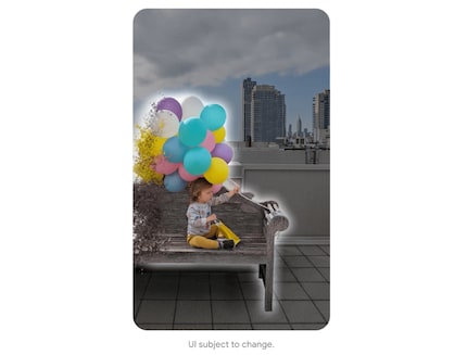 Bei Google Fotos kannst du abgeschnittene Ballons wieder vervollständigen und die Bank passend verlängern.