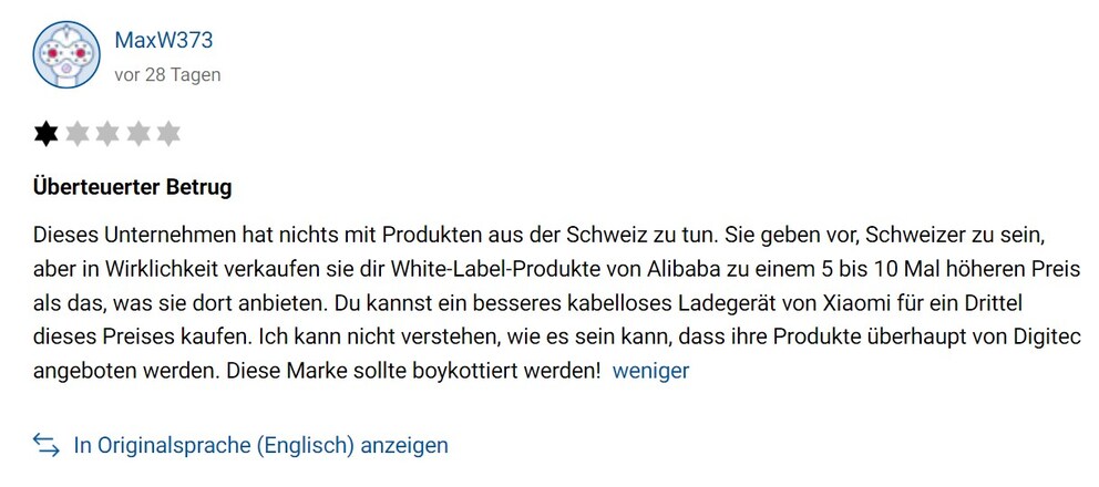 Die Vorwürfe in der Bewertung haben es in sich.