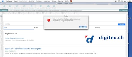 Clicking on a Google search hit always generates a security error.