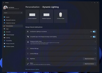 Peripherie-Beleuchtung lässt sich über Windows steuern.