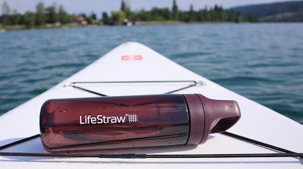 When stand-up paddling, the Lifestraw Go is my companion