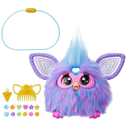 Mit bunten Perlen und einem Kamm kann Furbys Haarpracht gestylt werden.