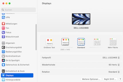 Dank fast identischer Pixeldichte und Grösse zum Pro Display XDR skaliert MacOS optimal.