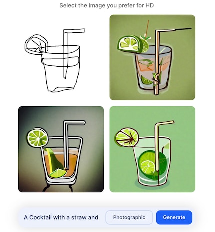 Der Vergleich mit Stable Doodle. Die Ergebnisse überzeugen mich auch hier nicht.