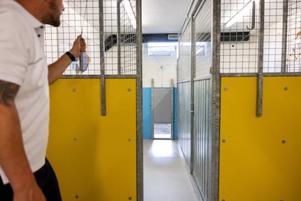 Piet Umiker kann die Luke von ausserhalb des Käfigs öffnen.
