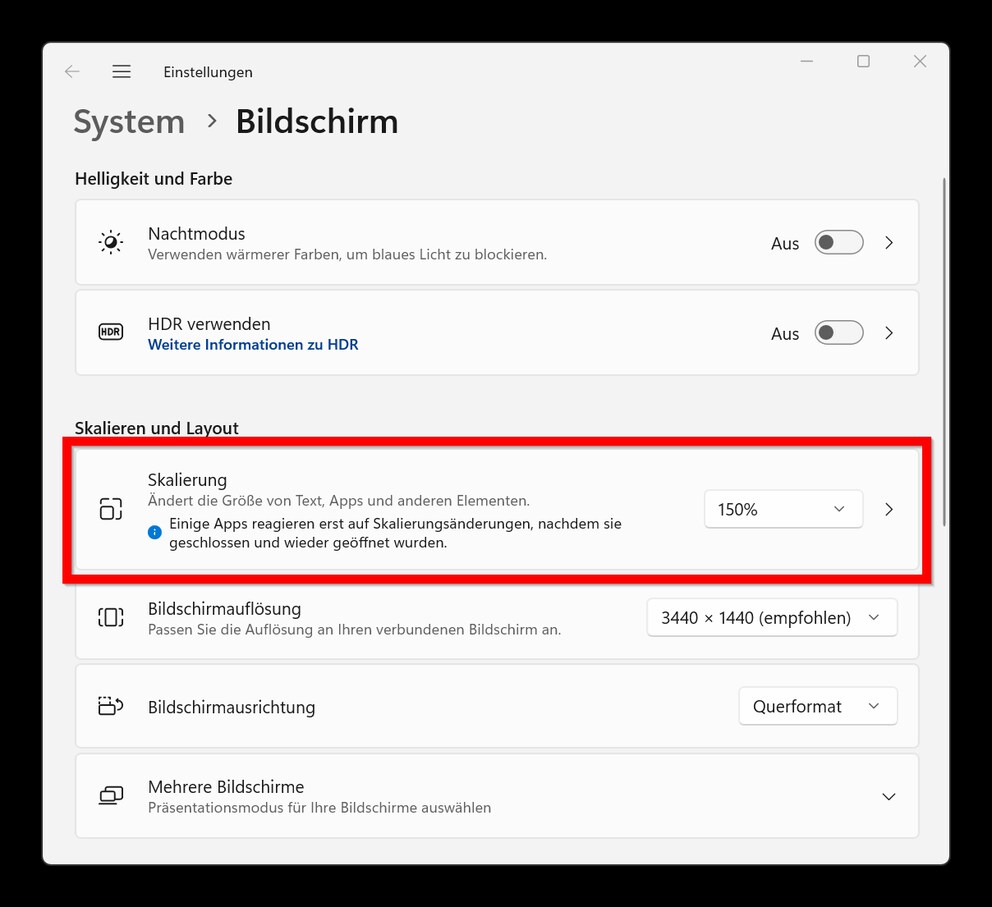 WindowsTipp Skalierung und Textgrösse Galaxus