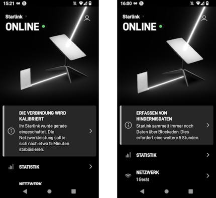 Nach der Installation benötigt Starlink 15 Minuten zur Stabilisierung des Signals. Und fünf Stunden, um allfällige Blockaden ausfindig zu machen.