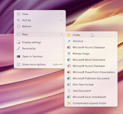 Erstelle einen neuen Ordner auf dem Desktop.
