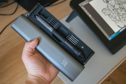 Alongside the pen, you get a lot of interchangeable tips in two varieties as well as a nifty case.