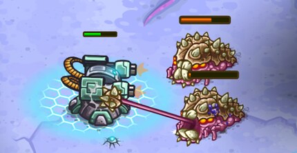 Alien snails attacking my defence tower with their morning star tongues.