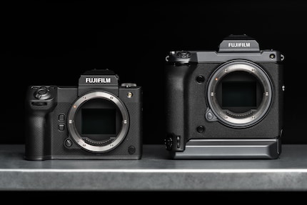 The old GFX 100 (right) is a big boy. The GFX 100 II (left) sacrifices the vertical grip, but is more compact as a result. The medium format sensors have almost twice the surface area compared to a full-frame model.