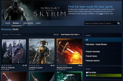 Paid mods for Fallout 4 and Skyrim.