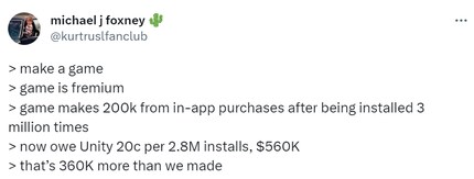 A developer calculates on X how the new fee model can drive studios to ruin.