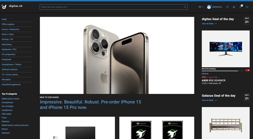 The new dark mode on Digitec