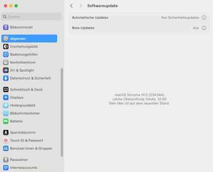 In den Systemeinstellungen teilt dir macOS mit, ob ein Update für dich bereitsteht.