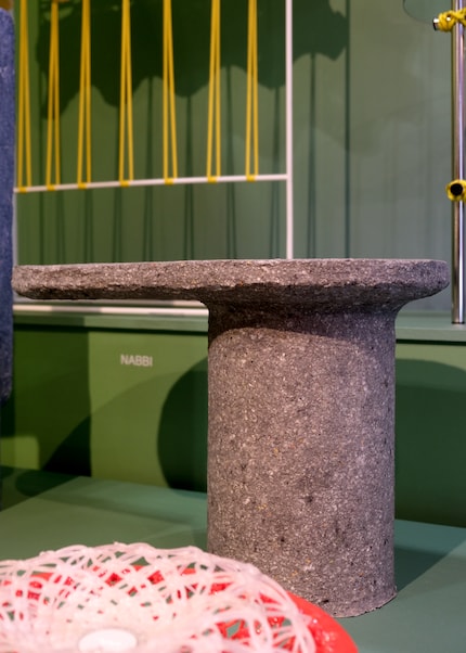 Although the material appears soft, it is stable enough for shelves, tables or seating.