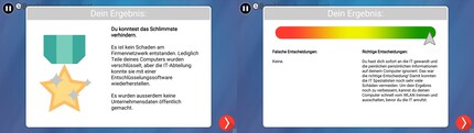 Am Ende des Spiels bekommst du unter anderem dein persönliches Ergebnis als Auswertung und eine Übersicht, was du richtig und falsch gemacht hast.