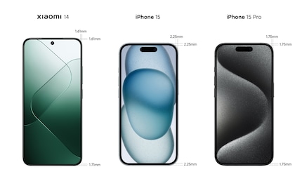 Wie so oft der Vergleich mit dem iPhone: Hier zeigt Xiaomi, dass sie die dünneren Ränder um den Screen haben.