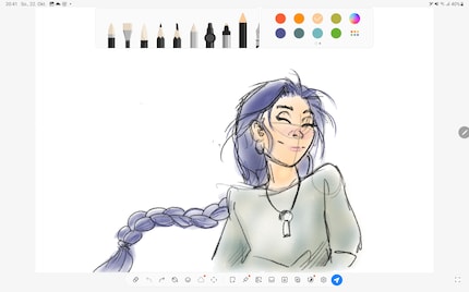 The Penup app is pre-installed and invites you to draw and colour in templates.