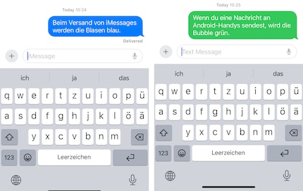 Auch mit RCS werden die Sprechblasen noch immer verschiedene Farben haben.